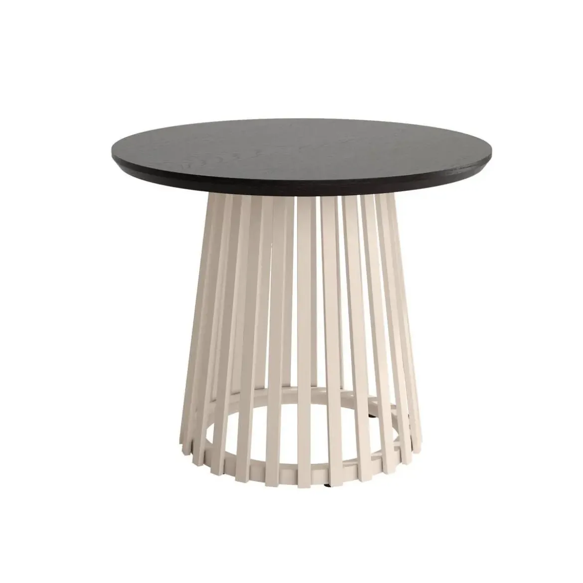 Mesa Auxiliar de Metal Marfil y Sobre Biselado de 25 mm 60 cm SAHARA