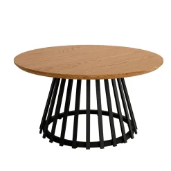Mesa Auxiliar de Metal Negra y Sobre Biselado de 25 mm 80 cm SAHARA