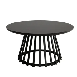 Mesa Auxiliar de Metal Negra y Sobre Biselado de 25 mm 80 cm SAHARA