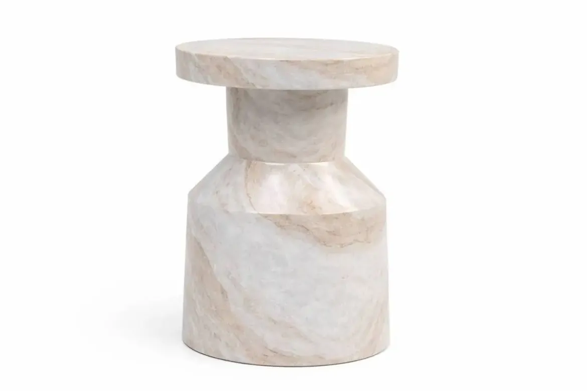 Mesa Auxiliar de Mármol Redonda Color Natural MB-230443