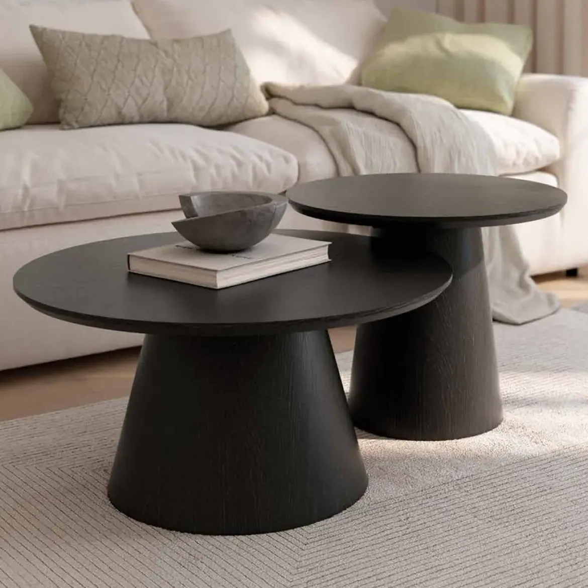 Mesa auxiliar fija redonda roble biselado 60 cm NAMIB