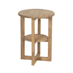 Mesa Auxiliar Natural de Madera de Mindi 40x40x55 cm 613024