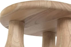 Mesa Auxiliar Redonda de Madera Mindi Acabado Natural MB-221796