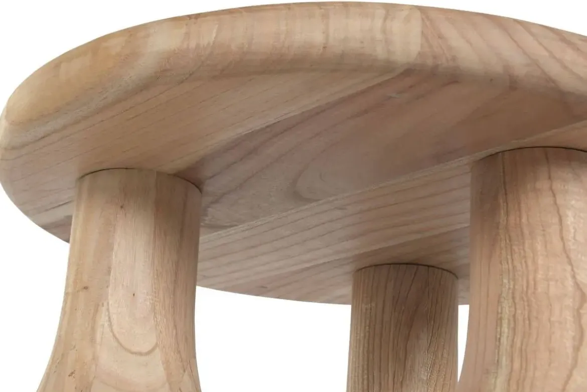 Mesa Auxiliar Redonda de Madera Mindi Acabado Natural MB-221796