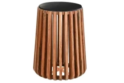 Mesa Auxiliar Redonda de Mármol y Madera de Mango Negro MB-201500