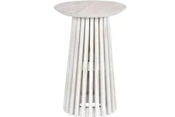 Mesa Auxiliar Redonda en Madera Mindi Decapé Blanco MB-212025