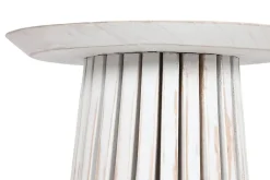 Mesa Auxiliar Redonda en Madera Mindi Decapé Blanco MB-212025