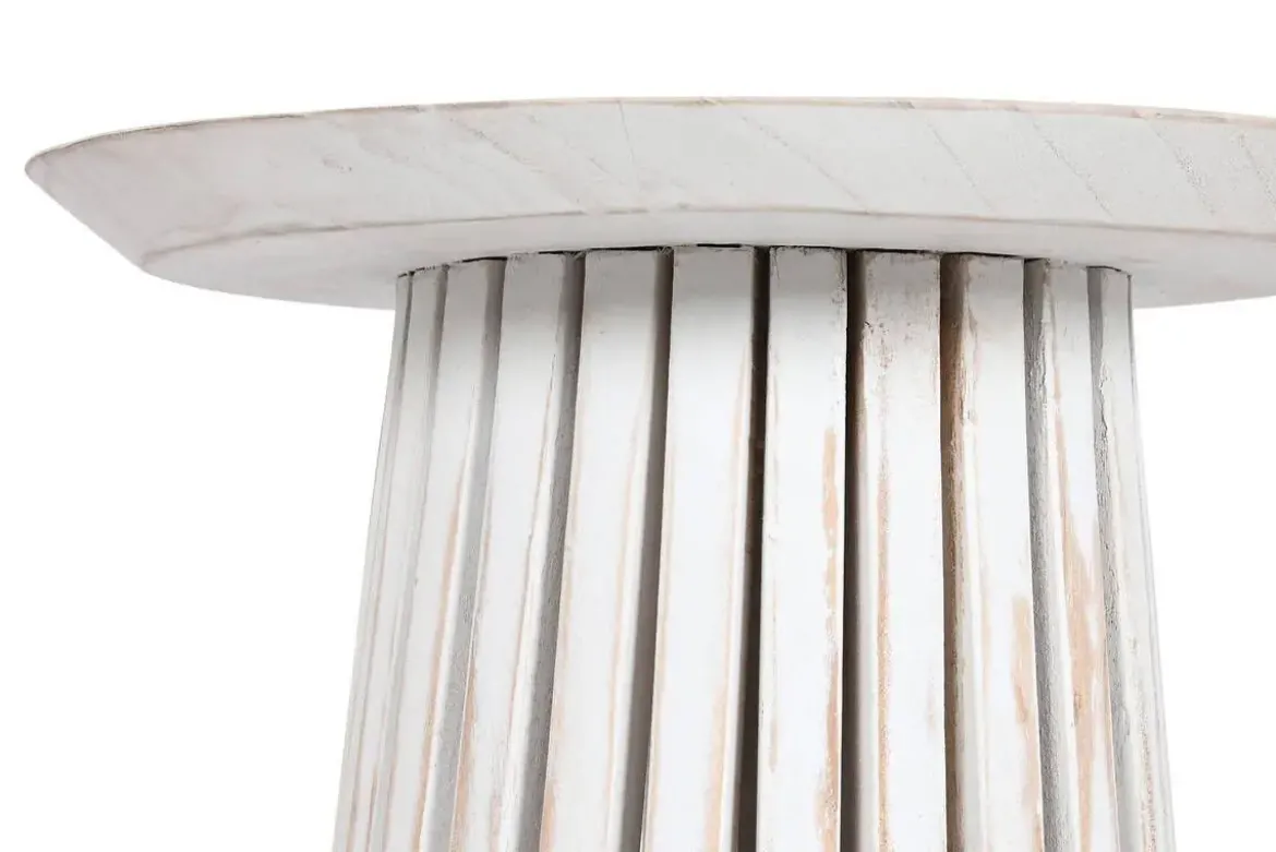 Mesa Auxiliar Redonda en Madera Mindi Decapé Blanco MB-212025