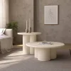 Mesa Auxiliar Redonda en Microcemento Beige GAIA CNG119BE
