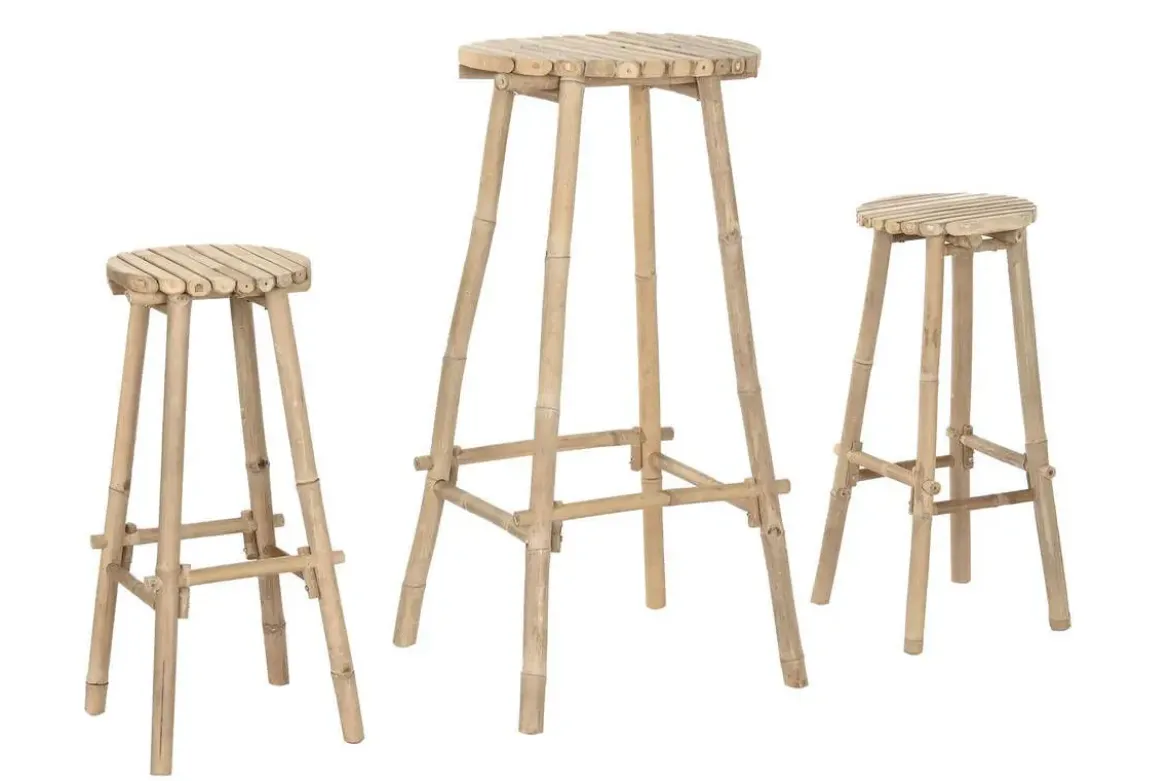 Mesa Bar de Bambú con 2 Taburetes MB-218225