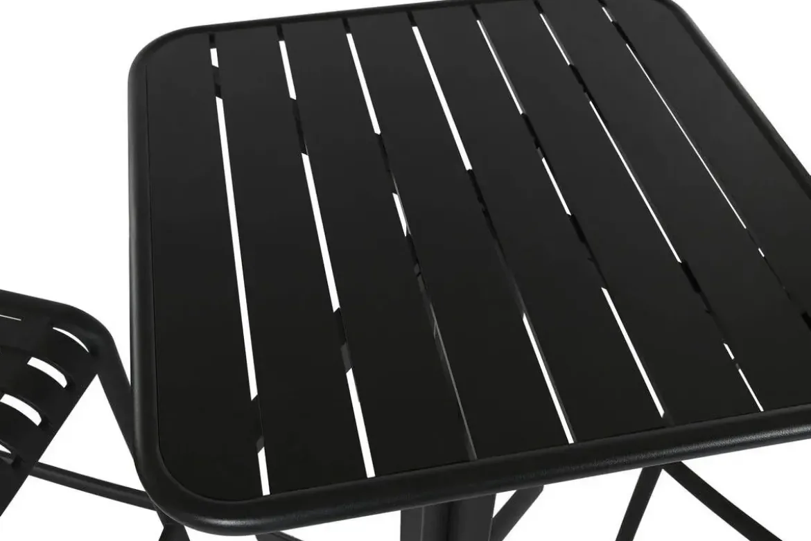 Mesa Bar Set con 2 Taburetes en Negro Estructura Metal MB-218235