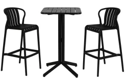 Mesa Bar Set con 2 Taburetes en Negro Estructura Metal MB-218235