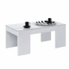 Mesa blanca de melamina con tapa elevable y almacenamiento 001637BO
