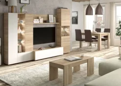 Mesa centro color roble canadian con tablero de melamina con tapa elevable 001637F