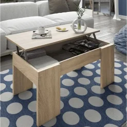 Mesa centro color roble canadian con tablero de melamina con tapa elevable 001637F