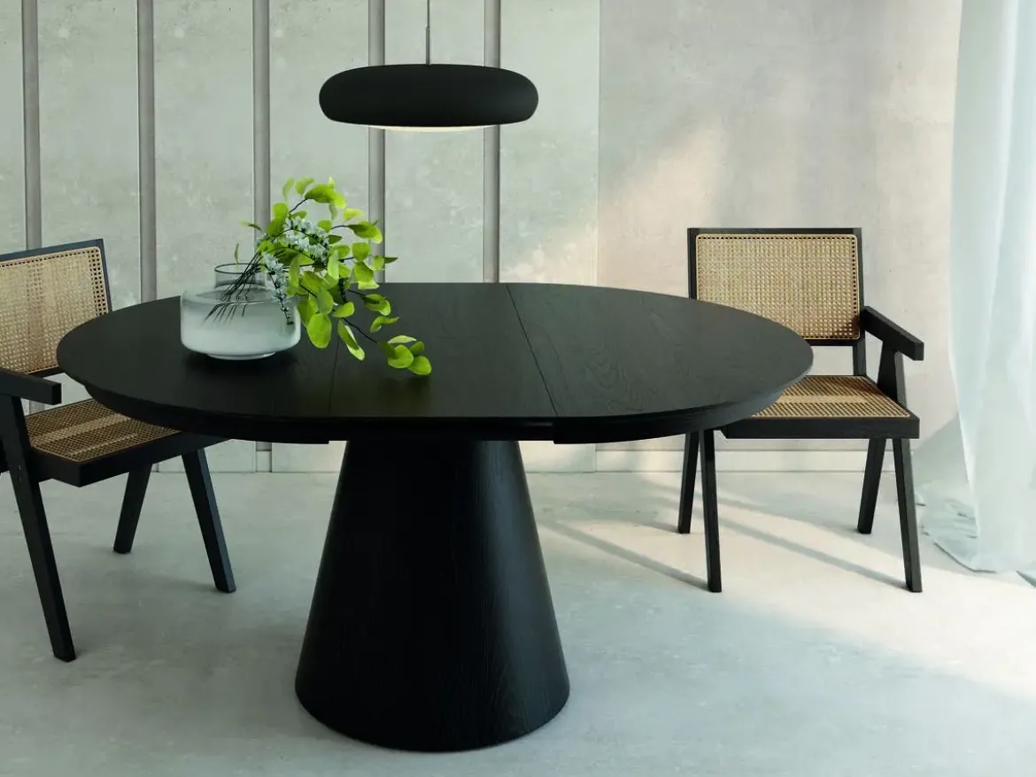 Mesa comedor Extensible redonda roble biselado 120-160 cm NAMIB