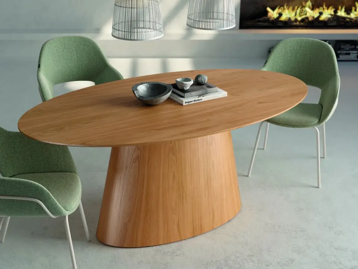 Mesa comedor fija ovalada roble biselado 220 cm NAMIB