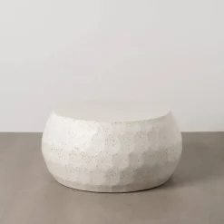 Mesa de Centro Beige en Cemento y Fibra de Vidrio 92 cm 613551