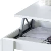 Mesa de centro blanca y brillante con tapa elevable y almacenamiento 001639A
