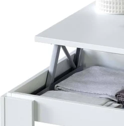 Mesa de centro blanca y brillante con tapa elevable y almacenamiento 001639A