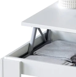 Mesa de centro blanca y brillante con tapa elevable y almacenamiento 001639A