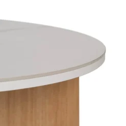 Mesa de Centro Blanco-Natural con Superficie Cerámica y Patas Metálicas 80x80x35 cm 612356