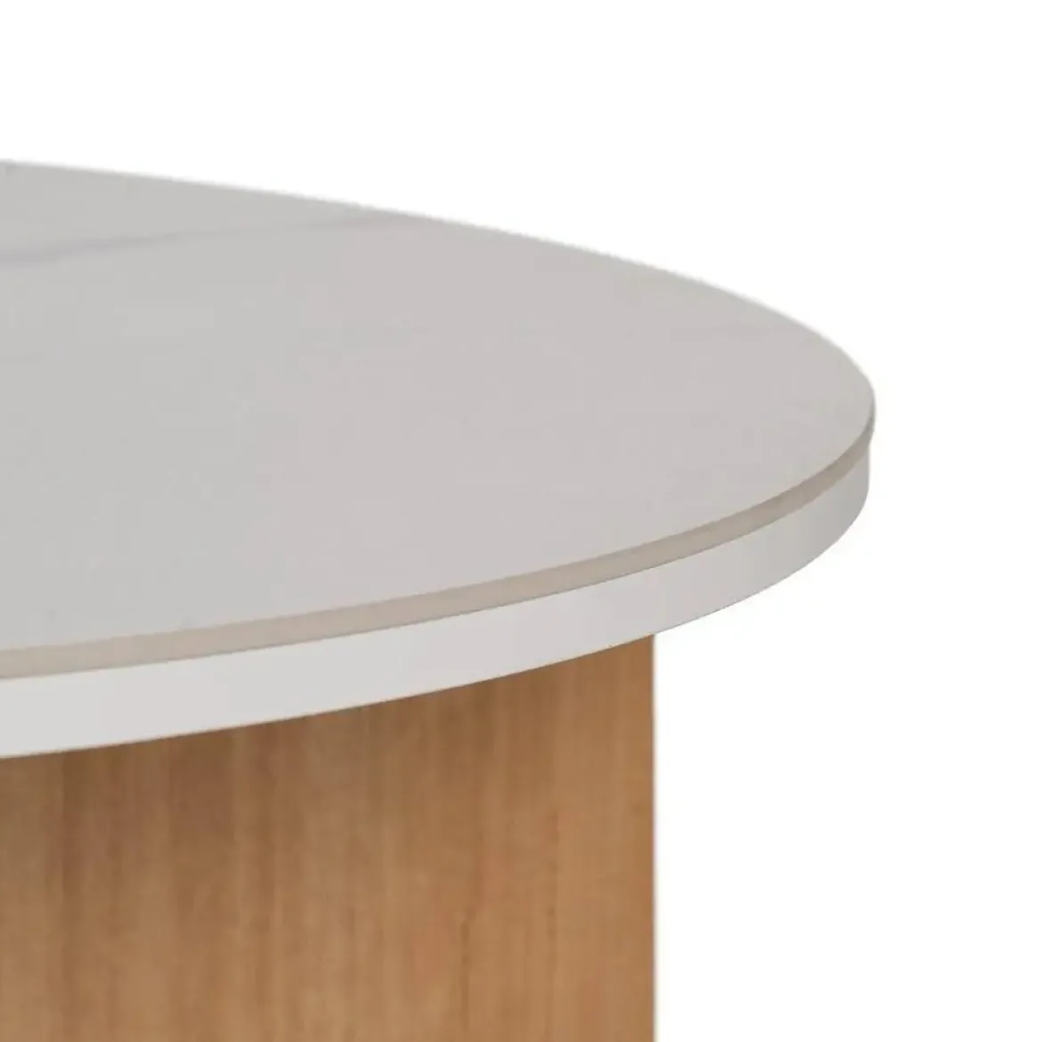 Mesa de Centro Blanco-Natural con Superficie Cerámica y Patas Metálicas 80x80x35 cm 612356