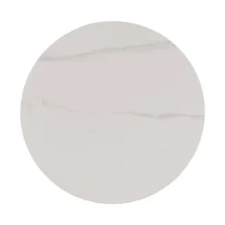 Mesa de Centro Blanco-Natural con Superficie Cerámica y Patas Metálicas 80x80x35 cm 612356