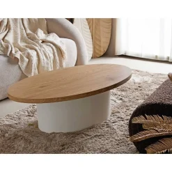 Mesa de Centro Chapada en Fresno y Lacada Blanca ZUBERI 39-410