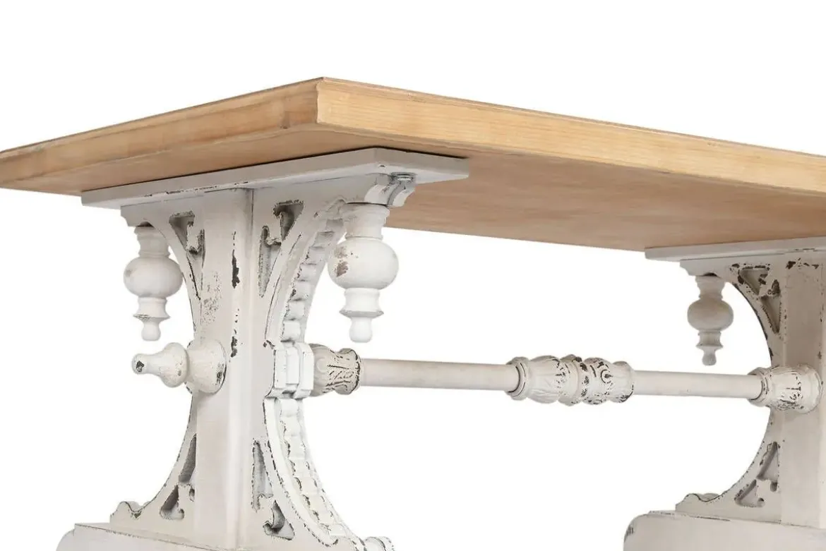 Mesa de Centro Clásica Decapé Blanco con Tapa de Abeto MB-212186