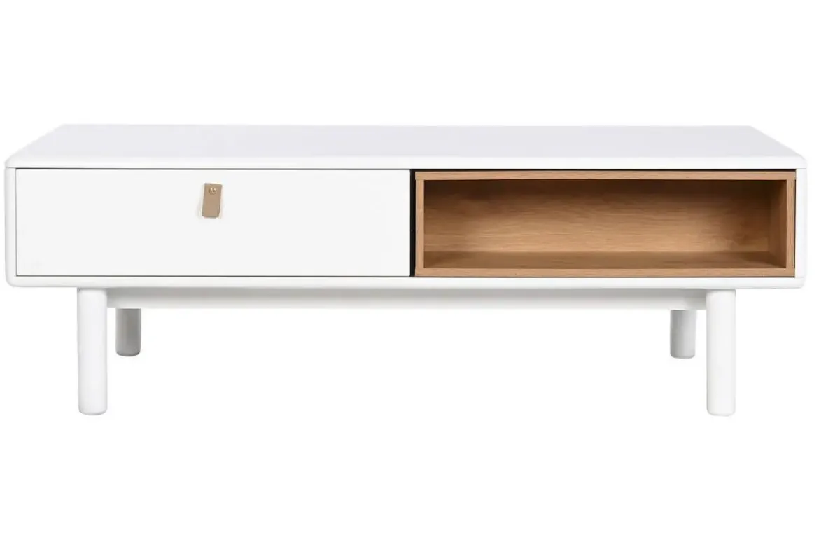 Mesa de Centro con Cajones y Huecos en MDF Blanco MB-211740