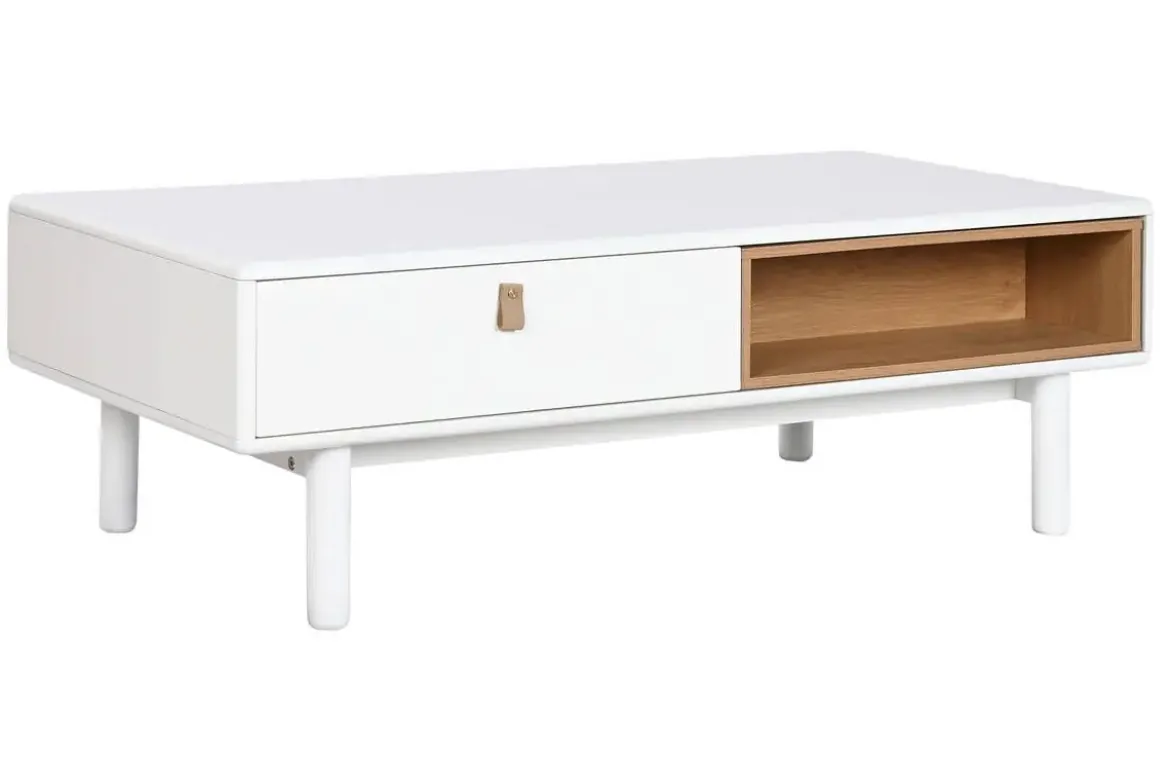 Mesa de Centro con Cajones y Huecos en MDF Blanco MB-211740