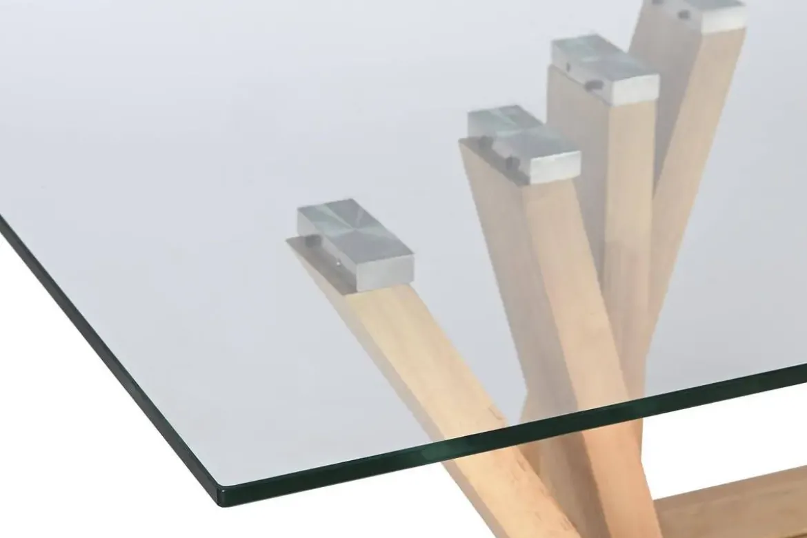 Mesa de Centro Cristal y Madera Nogal 130x70 MB-200105