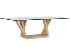 Mesa de Centro Cristal y Madera Nogal 130x70 MB-200105