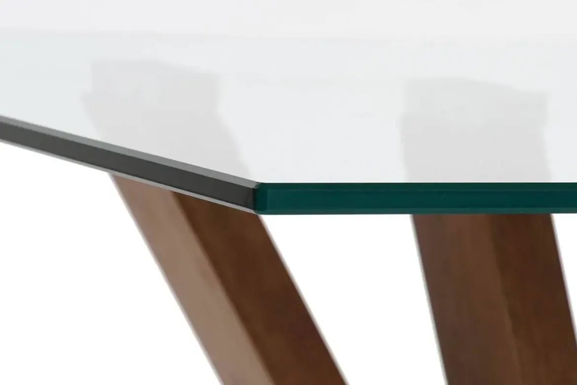 Mesa de Centro Cristal y Madera Nogal 130 cm MB-204498