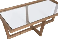 Mesa de Centro de Abeto con Cristal Natural Marrón MB-209315