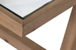 Mesa de Centro de Abeto con Cristal Natural Marrón MB-209315