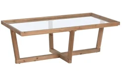 Mesa de Centro de Abeto con Cristal Natural Marrón MB-209315