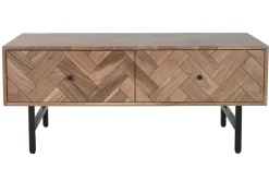 Mesa de Centro de Acacia con Cajones y Patas de Metal MB-222422
