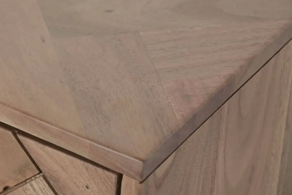 Mesa de Centro de Acacia con Cajones y Patas de Metal MB-222422