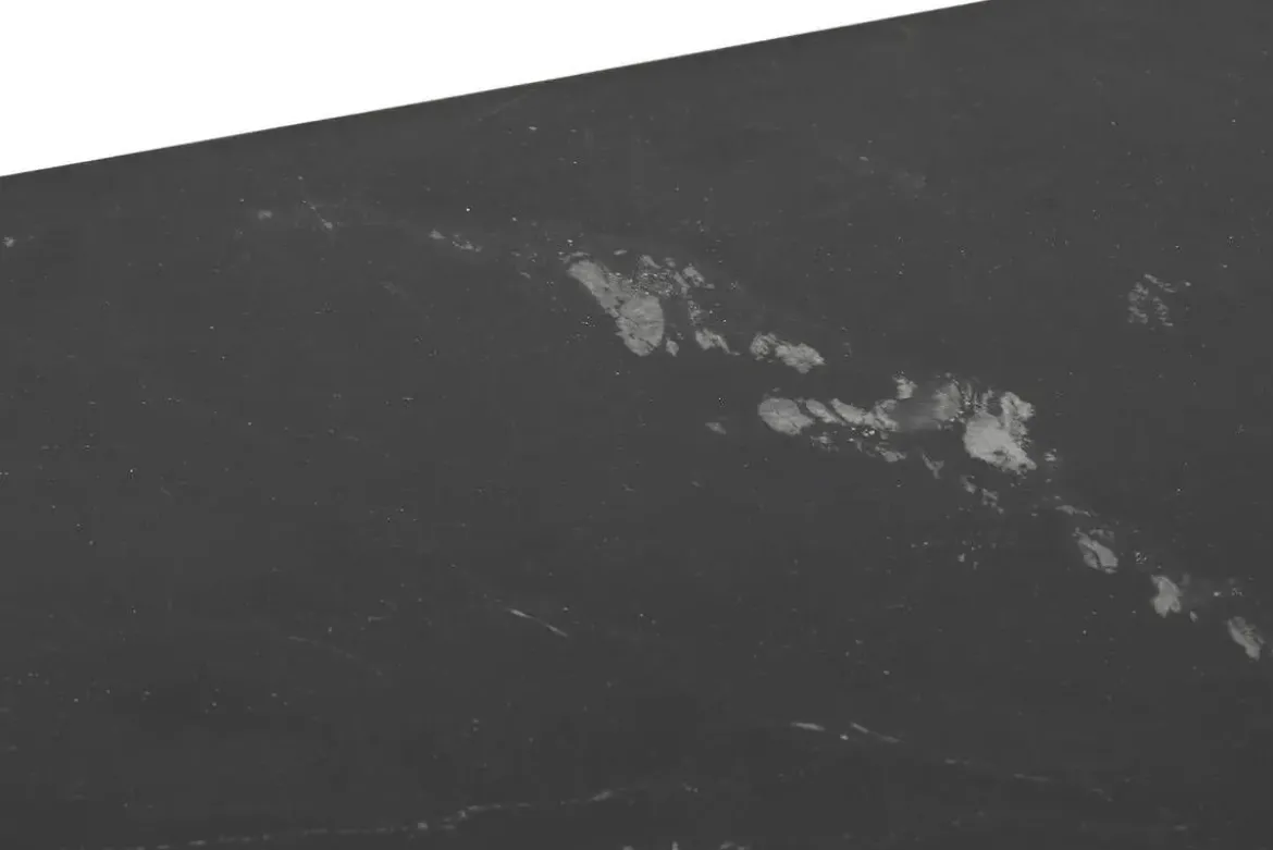 Mesa de Centro de Acacia con Mármol Negro y Patas Metálicas MB-207418