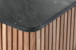 Mesa de Centro de Acacia con Mármol Negro y Patas Metálicas MB-207418
