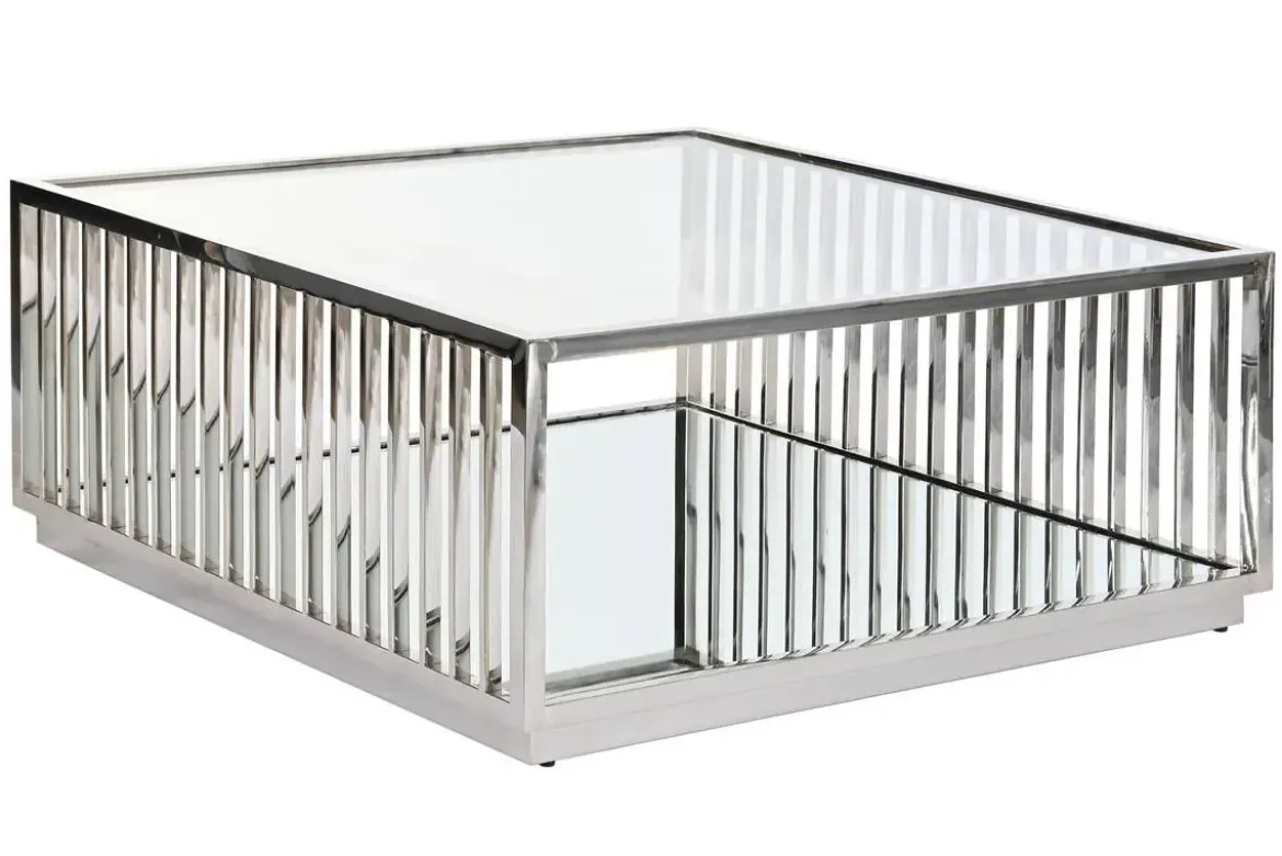 Mesa de Centro de Acero Cromado con Espejo MB-199642