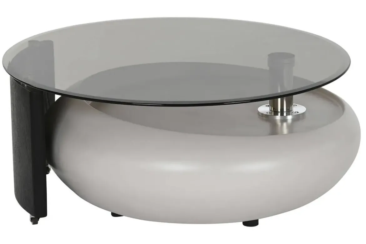 Mesa de Centro de Cristal con Estructura MDF y Acero Negro MB-217638