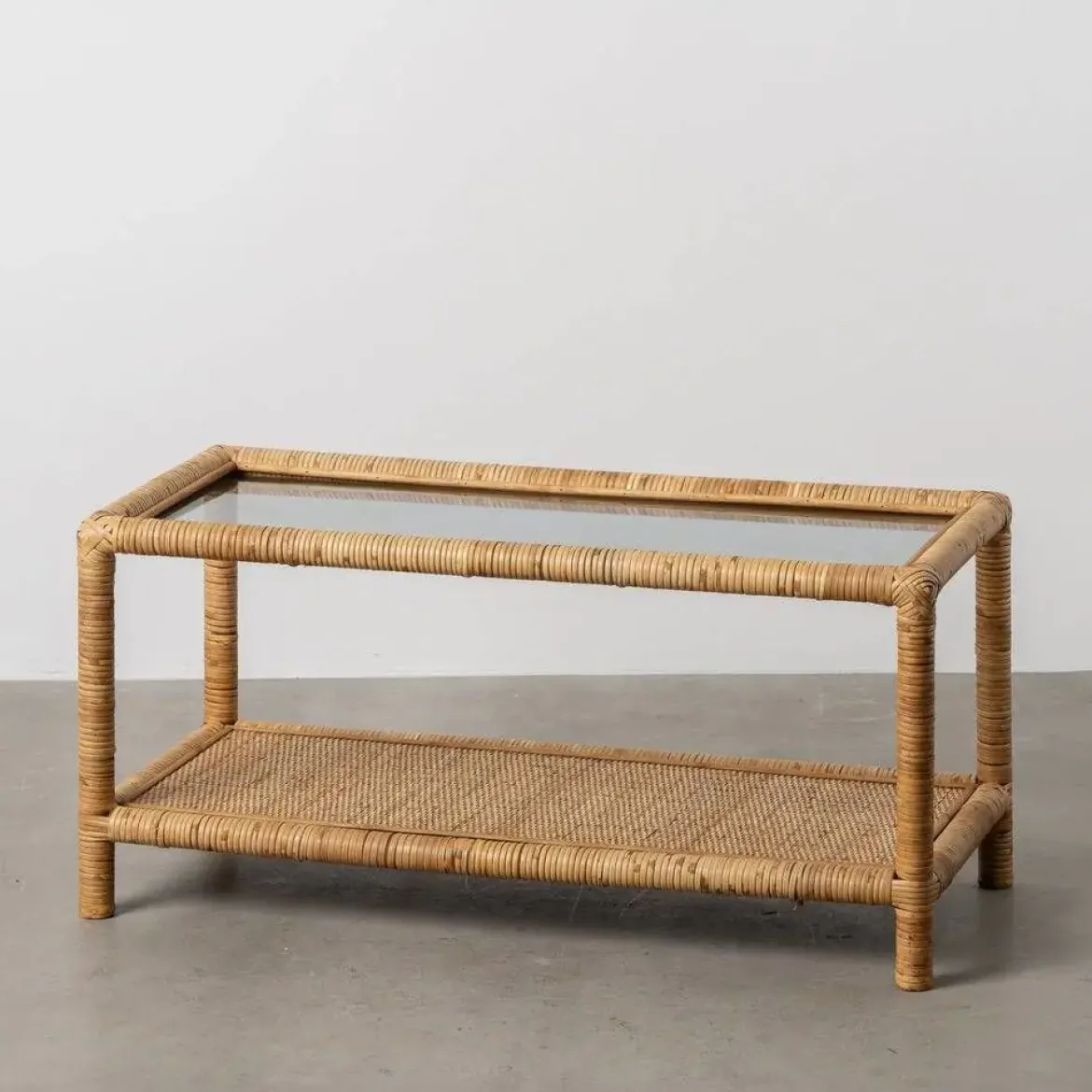 Mesa de Centro de Cristal-Ratán 90 cm 611419