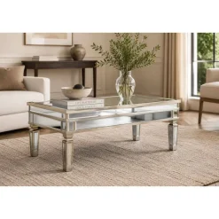 Mesa de Centro de Espejo Plateada con Estructura MDF MB-209810