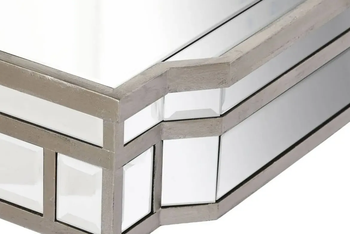 Mesa de Centro de Espejo Plateada con Estructura MDF MB-209810