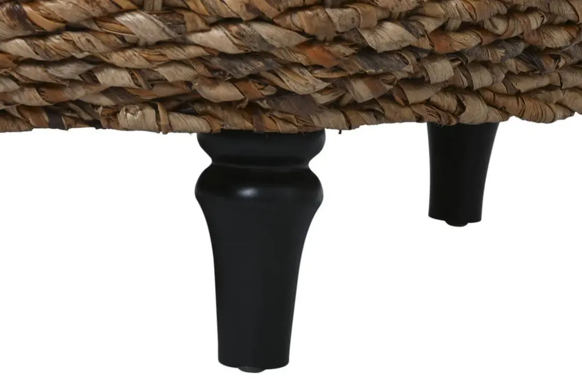 Mesa de Centro de Fibra Natural con Patas de Madera MB-217106