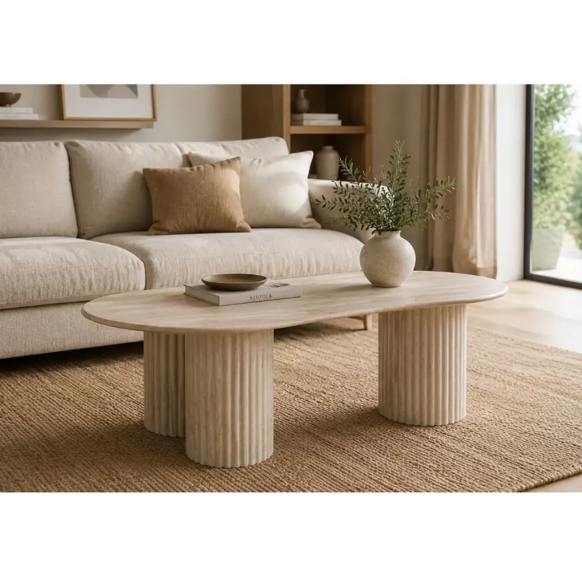 Mesa de Centro de Granito Símil Mármol 130x70 cm MB-215387