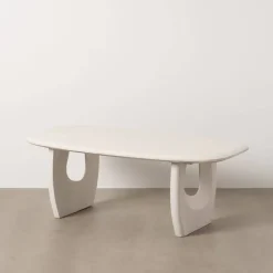 Mesa de Centro de Madera Blanca Decapada Estilo Natural 130 cm 612686